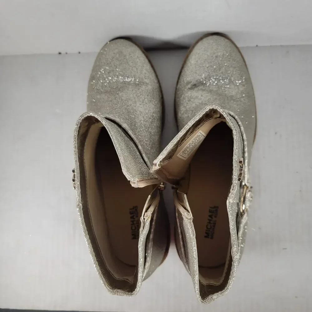 MICHAEL Michael Kors Avery Pamela Silver Glitter Western Booties Girls SZ 5